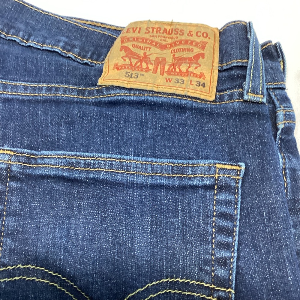 Levi's 513 Men's DarkWash Stretch Straight Jeans 33x34 - Picture 4 of 9